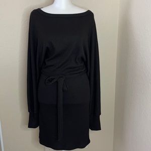 Revamped long sleeve sweater wrap belted dress M